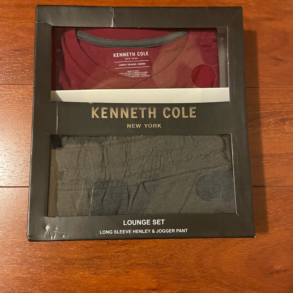 Kenneth Cole New York Burgundy Henley & Gray Jogger Lounge Set